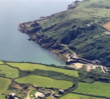 An Aerial View of Kymaurah Holiday Cottages on the Cliffs above Lamorna Cove